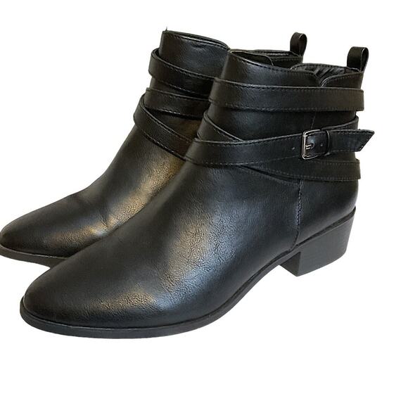 Sun + Stone Boots Women's Black Size 9.5M Buckle Zip up Ankle Shoes - Picture 1 of 11
